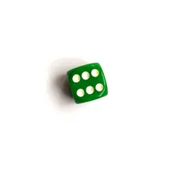 Кубик зелёный 1 шт, d6, 15 мм