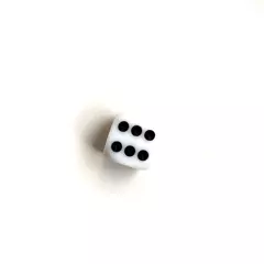 Кубик белый 1 шт, d6, 15 мм