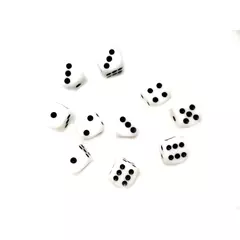 Кубики шестигранные (игральные кости) D6, 12 мм, белый цвет (10 шт)