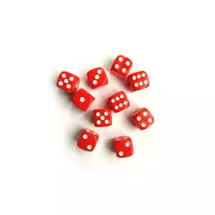 Кубики шестигранные (игральные кости) D6, 12 мм, красный цвет (10 шт)