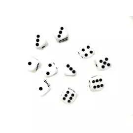Кубики шестигранные (игральные кости) D6, 12 мм, белый цвет (10 шт)