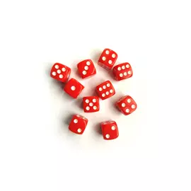 Кубики шестигранные (игральные кости) D6, 12 мм, красный цвет (10 шт)