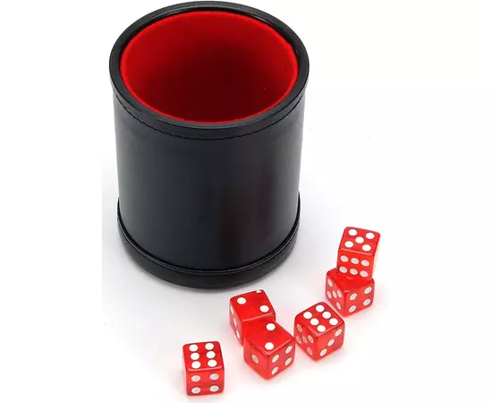 Шейкер для кубиков Stuff-Pro кожаный с крышкой (красный)